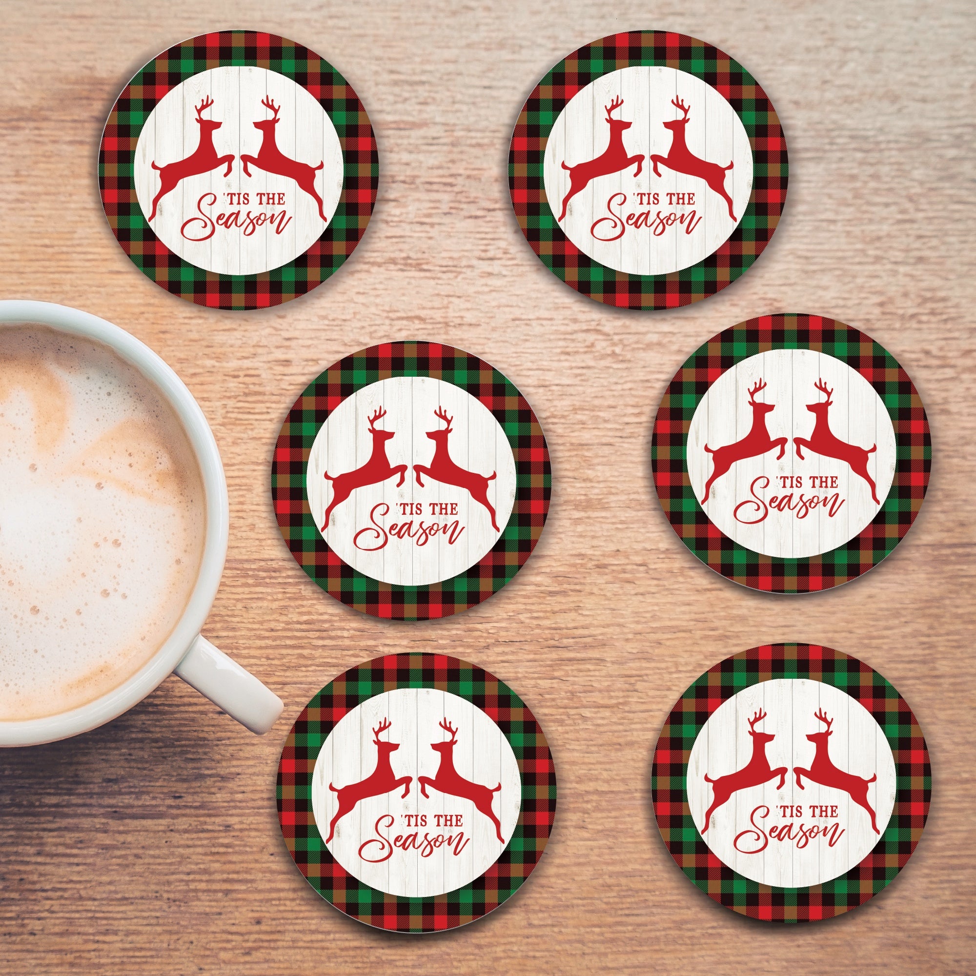 ÔTis The Season Collection 4_ Circle Ceramic Coasters - Set of 6