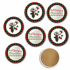 Holiday Plaid Collection 4_ Circle Ceramic Coasters - Set of 6