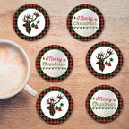 Holiday Plaid Collection 4_ Circle Ceramic Coasters - Set of 6