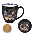 Ceramic Mug with 13 oz Candy Corn Scented Soy Wax Candle & Coaster Set