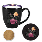 Ceramic Mug Candle - Blood Red Apple Scented 13 oz Soy Wax Candle & Coaster Set