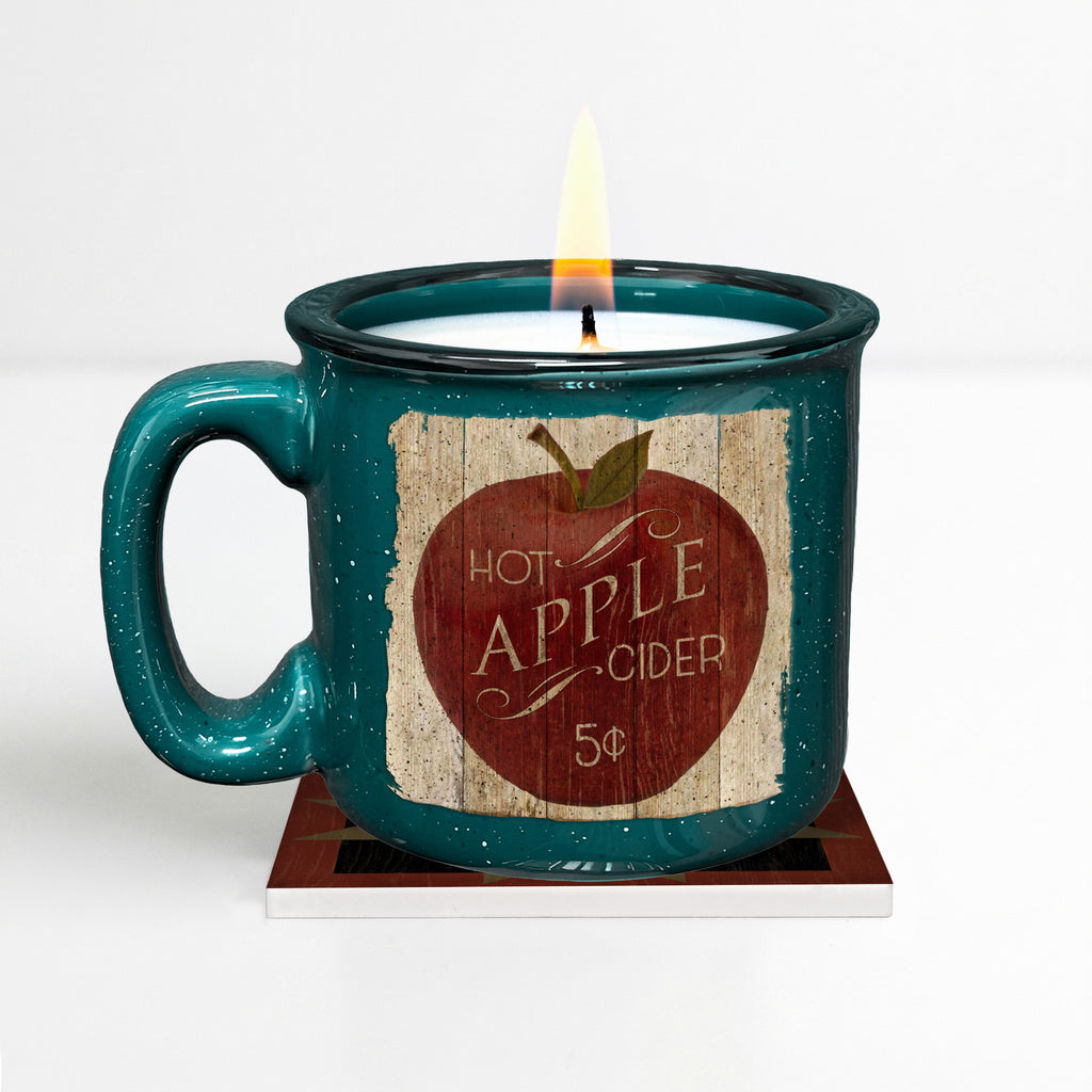 Hot Apple Cider - Spiced Apple Cider | 15oz Mug, 13oz Soy Candle & Coaster Set