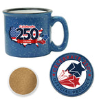 Celebrate 250 USA 19 oz Artisan Ceramic Mug & Coaster Set with Wounded Warrior Project