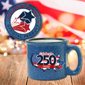 Celebrate 250 USA 19 oz Artisan Ceramic Mug & Coaster Set with Wounded Warrior Project