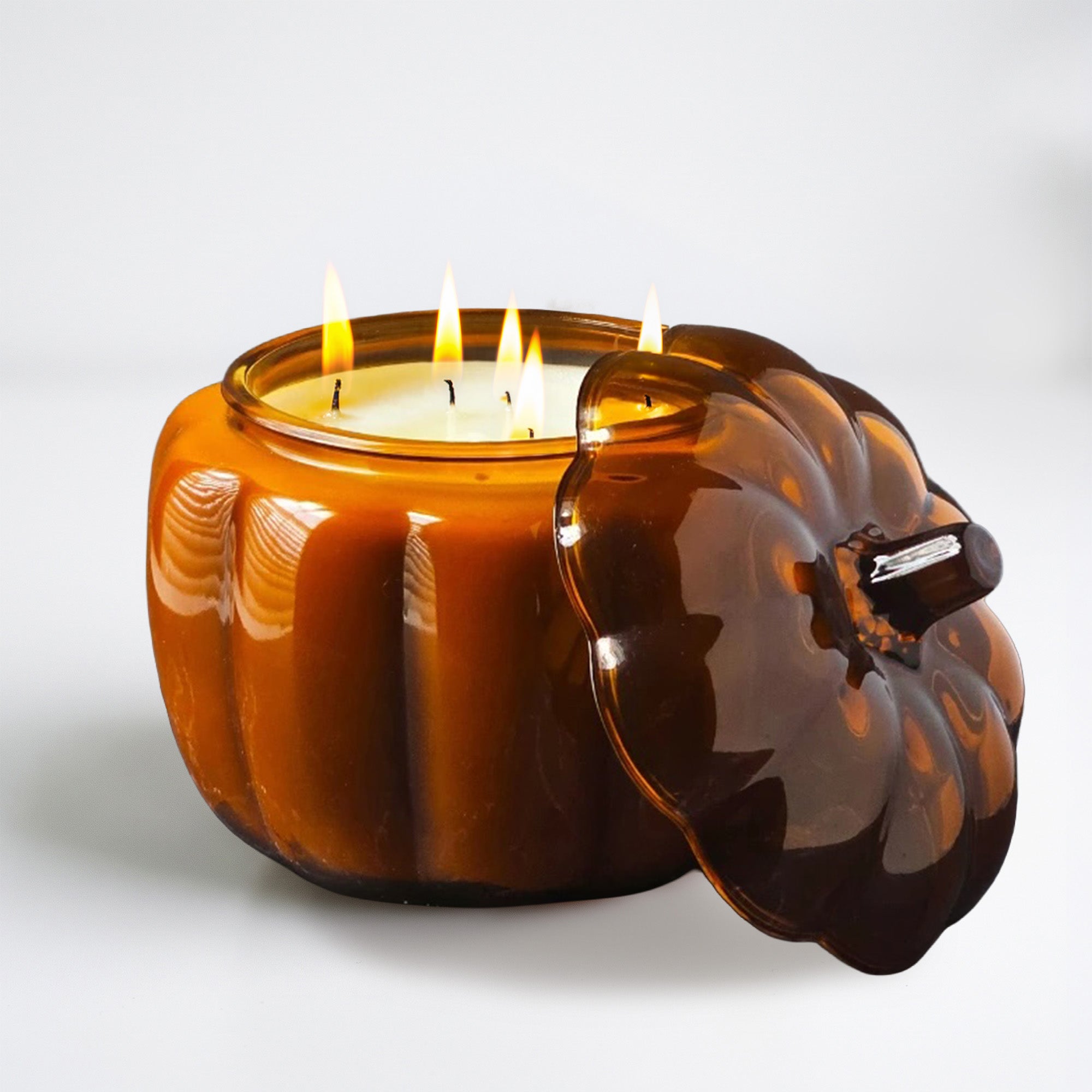 Pumpkin Cream + Burbon - 56oz 5-Wick Soy Candle in Glass Pumpkin Vessel