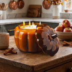 Apple Cider + Cinnamon - 56oz 5-Wick Soy Candle in Glass Pumpkin Vessel