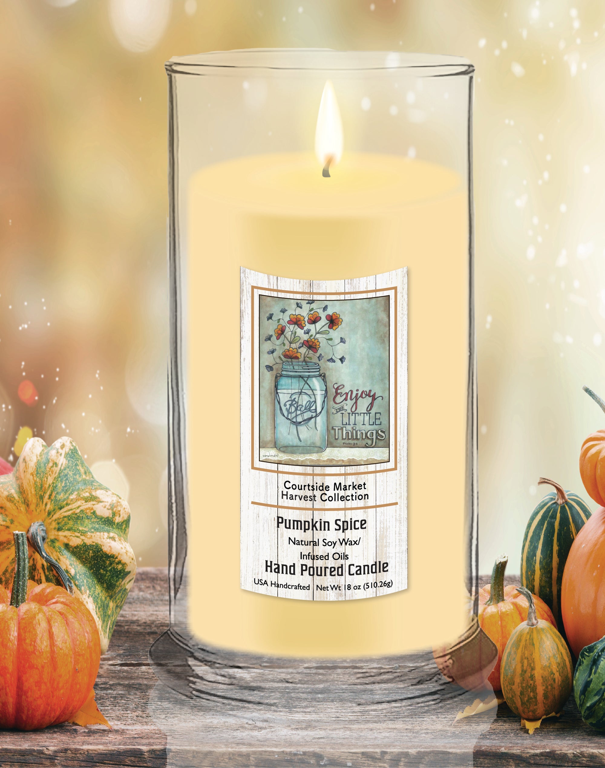 Enjoy the Little Things - Pumpkin Spice 18 oz Status Candle Glass