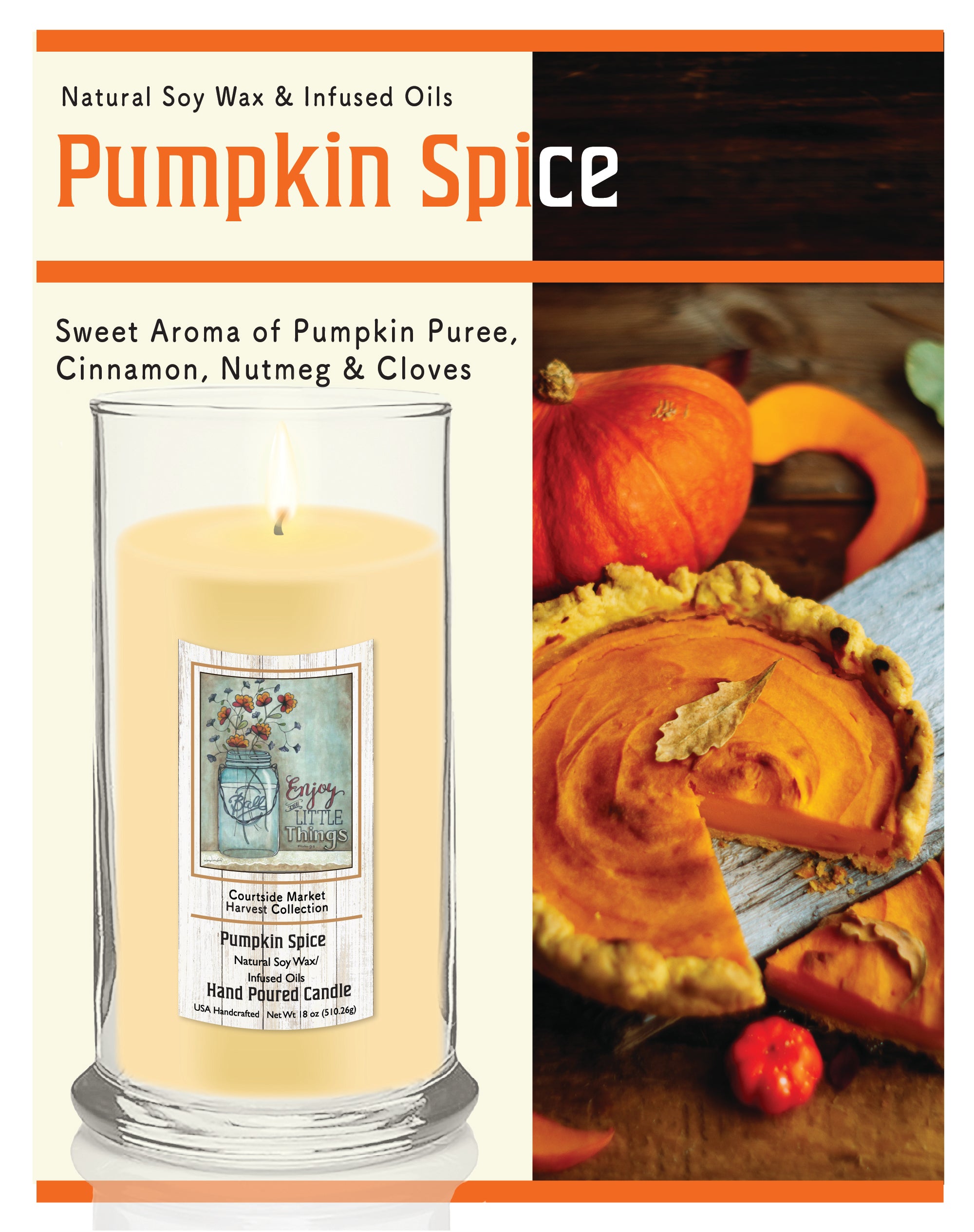 Enjoy the Little Things - Pumpkin Spice 18 oz Status Candle Glass