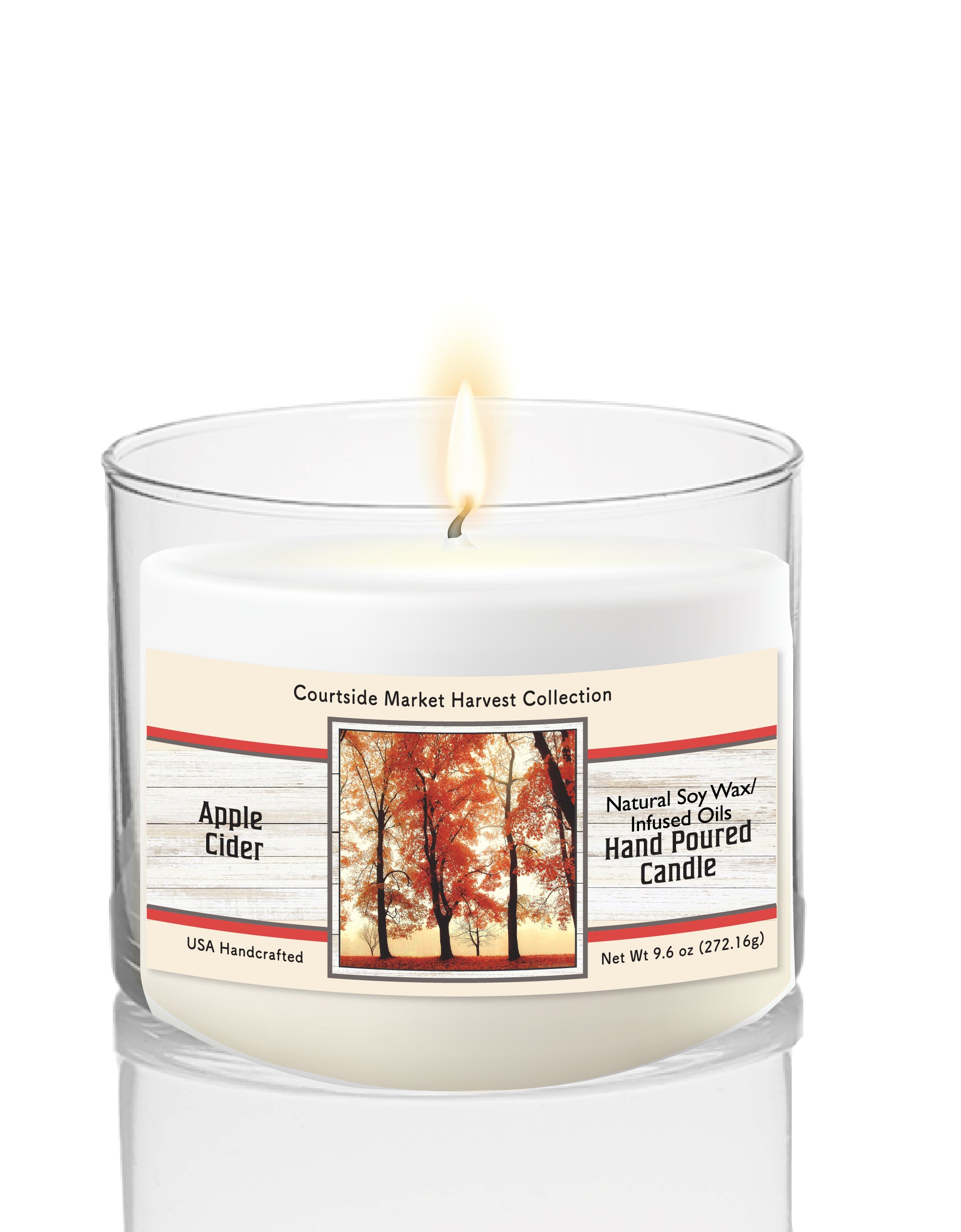 Autumn Glow - Blood Red Apple 9.6 oz Soy Wax Candle in Glass Jar