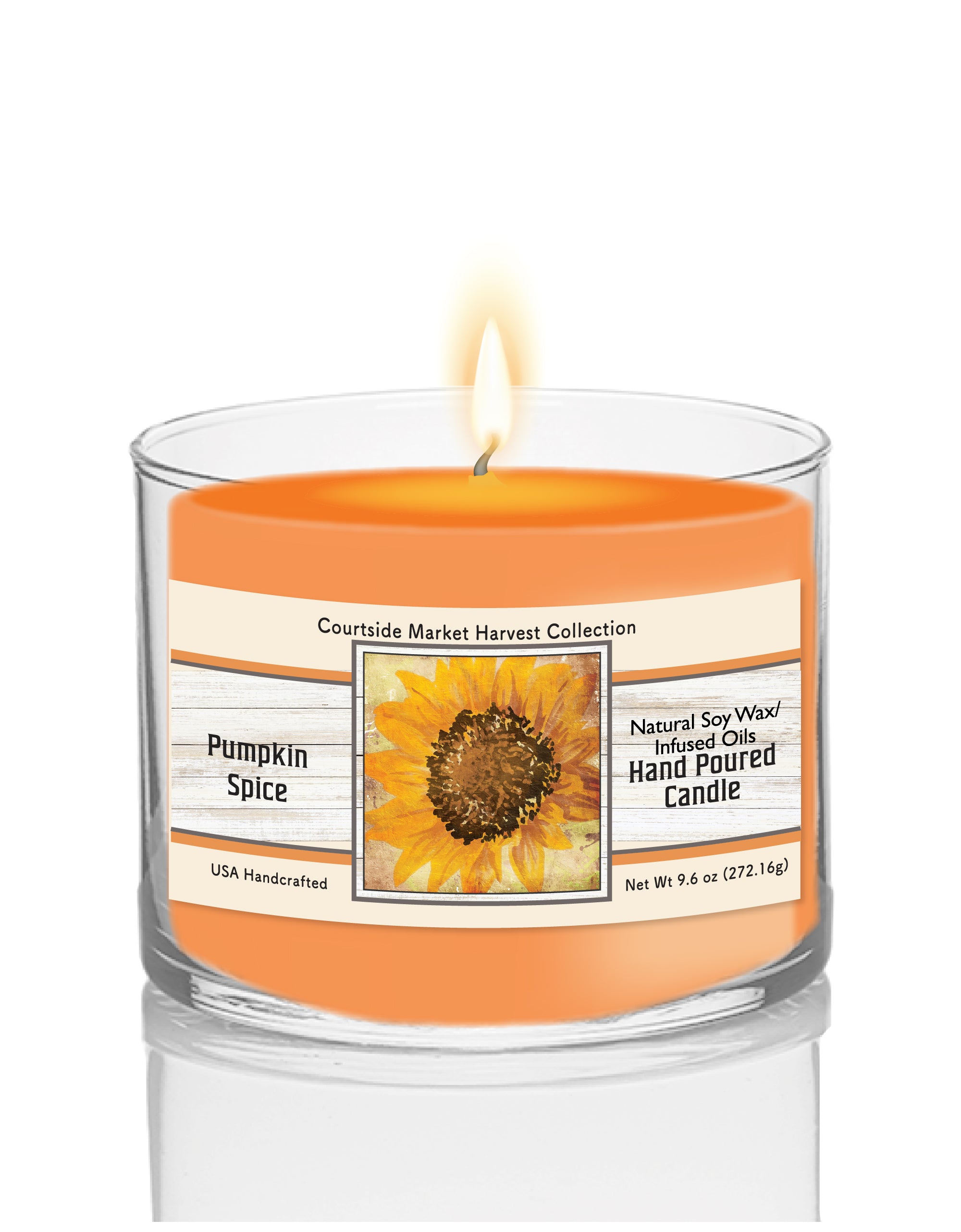 Flower of the Fall - Pumpkin Spice 9.6 oz Soy Wax Candle in Glass Jar