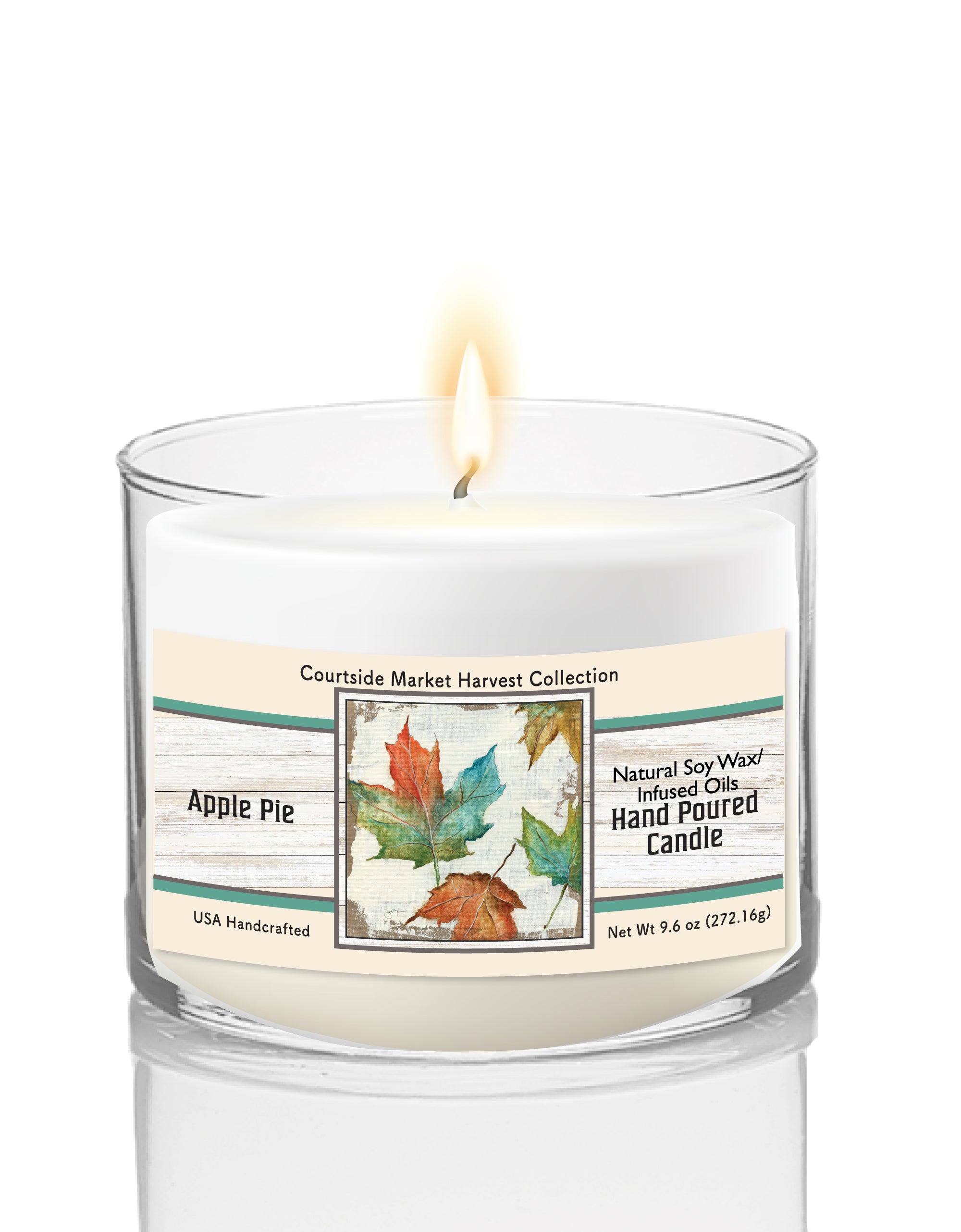 Oak Leaves - Apple Pie 9.6 oz Soy Wax Candle in Glass Jar