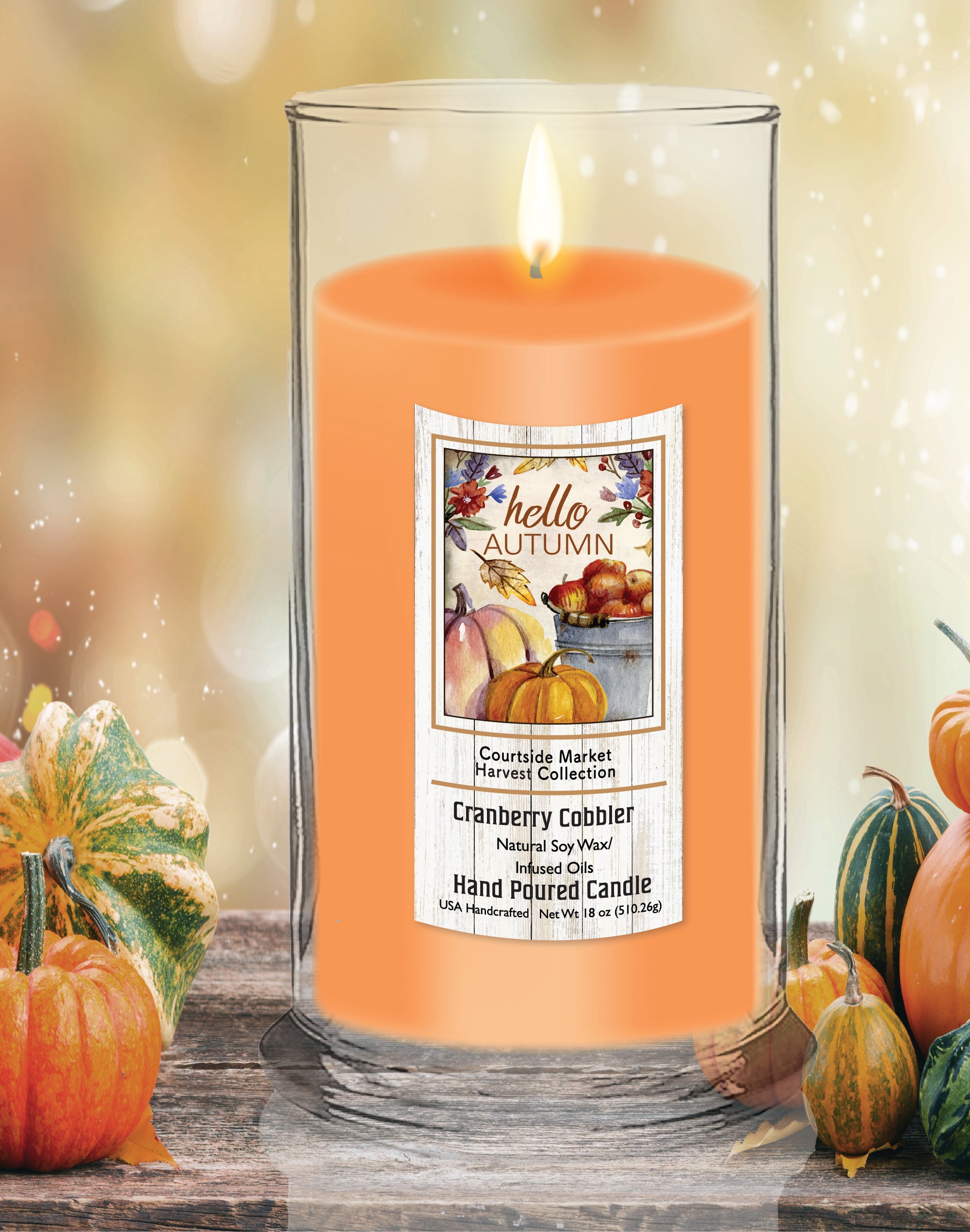 Hello Autumn II - Cranberry Cobbler 18 oz Status Candle Glass