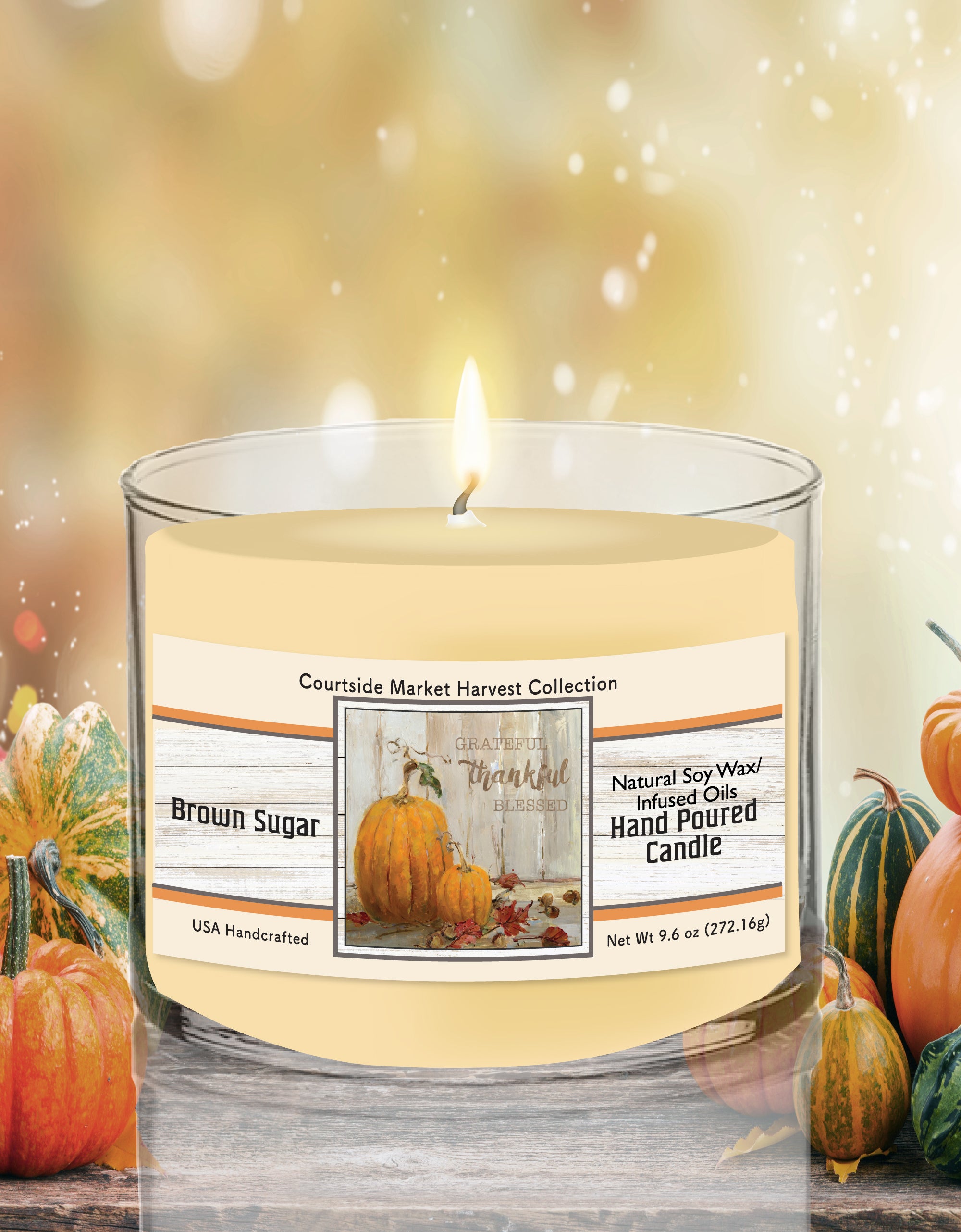 Pumpkin Patch I - Brown Sugar Vanilla 9.6 oz Soy Wax Candle in Glass Jar