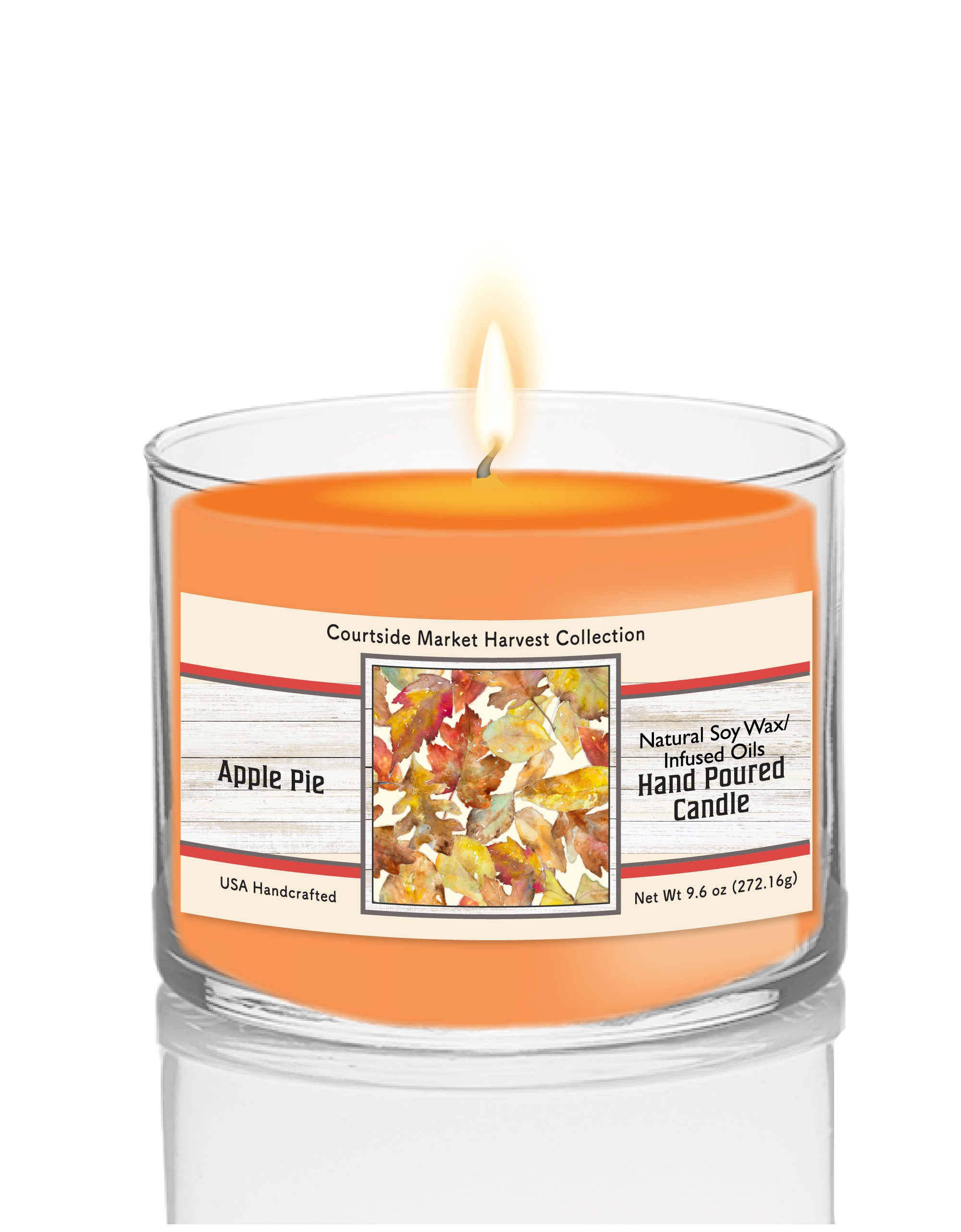 Scattered Autumn Leaves - Apple Pie 9.6 oz Soy Wax Candle in Glass Jar