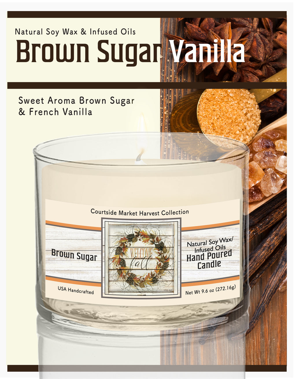 Wellcome Fall 9.6 oz Soy Wax Candle in Glass Jar