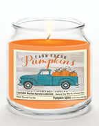 Farm fresh pumpkins 14 oz Candle Glass Jar with Brushed Silver Metal Lid