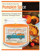 Farm fresh pumpkins 14 oz Candle Glass Jar with Brushed Silver Metal Lid