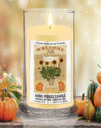 Fall Sunflower Chair - Cinnamon Stick 18 oz Status Candle Glass