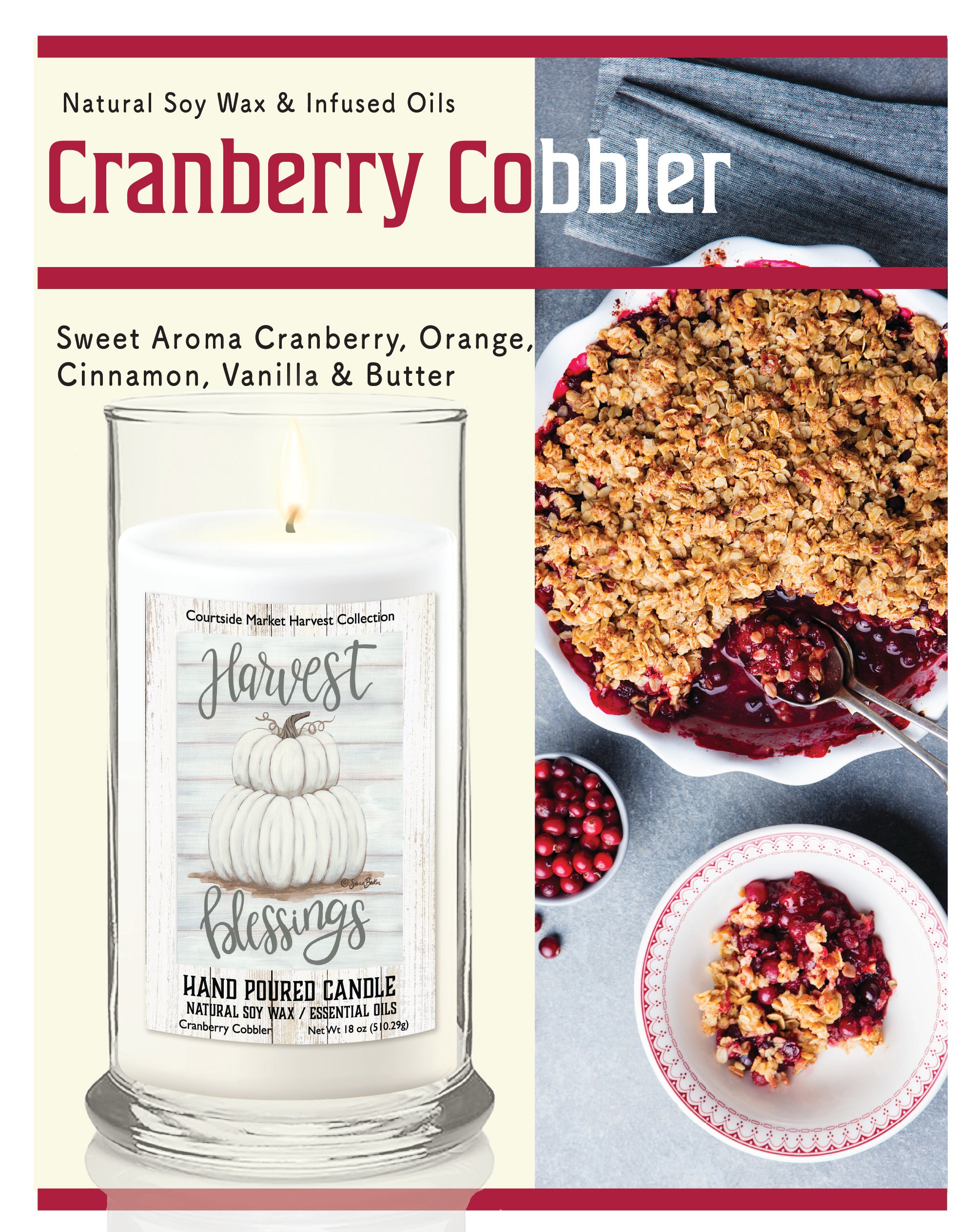 Harvest Blessings - Cranberry Cobbler 18 oz Status Candle Glass