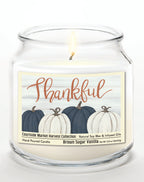 Pumpkin Thankful - Brown Sugar Vanilla 12.8oz Candle Glass Jar with Brushed Silver Metal Lid