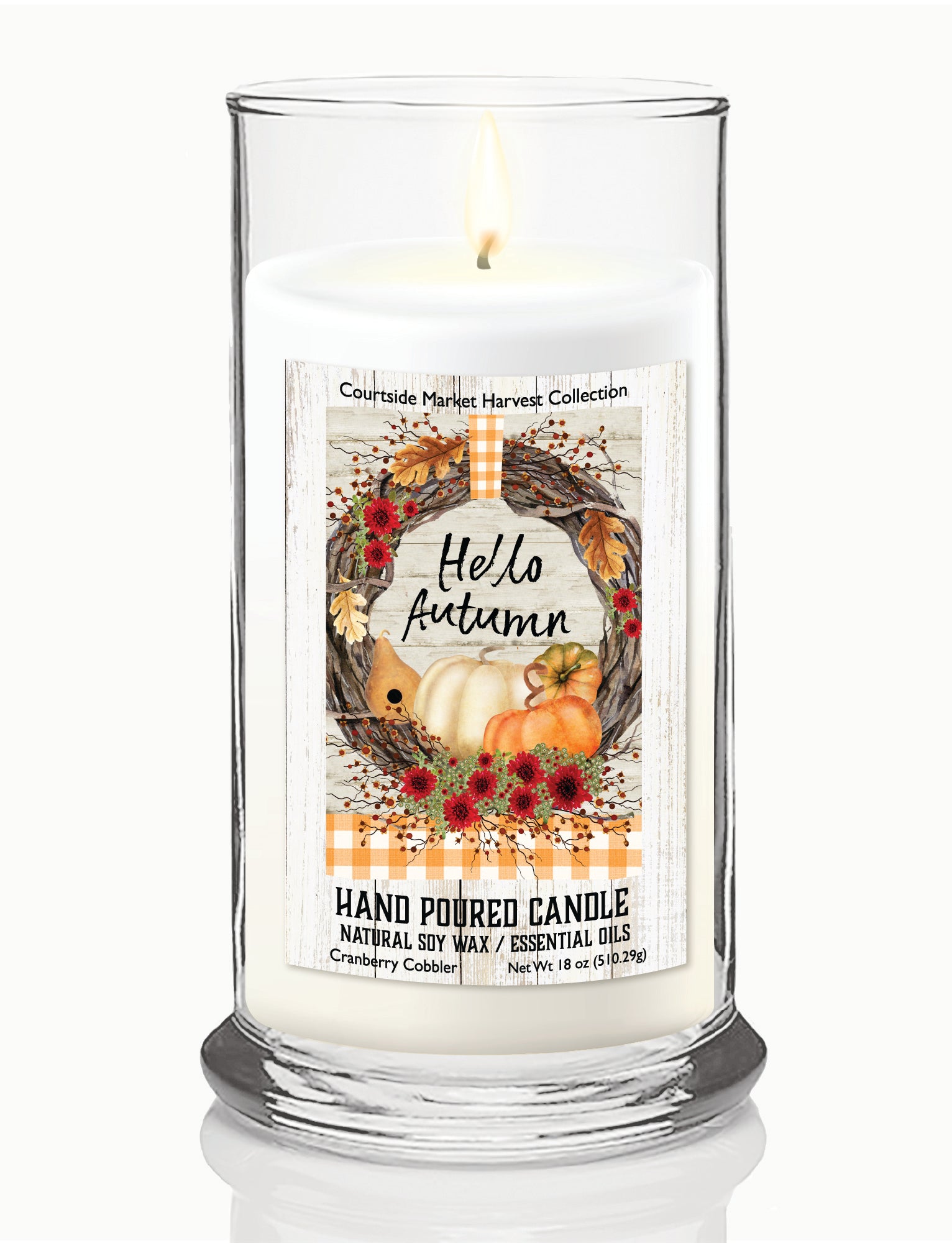 Hello Autumn - Cranberry Cobbler 18 oz Status Candle Glass