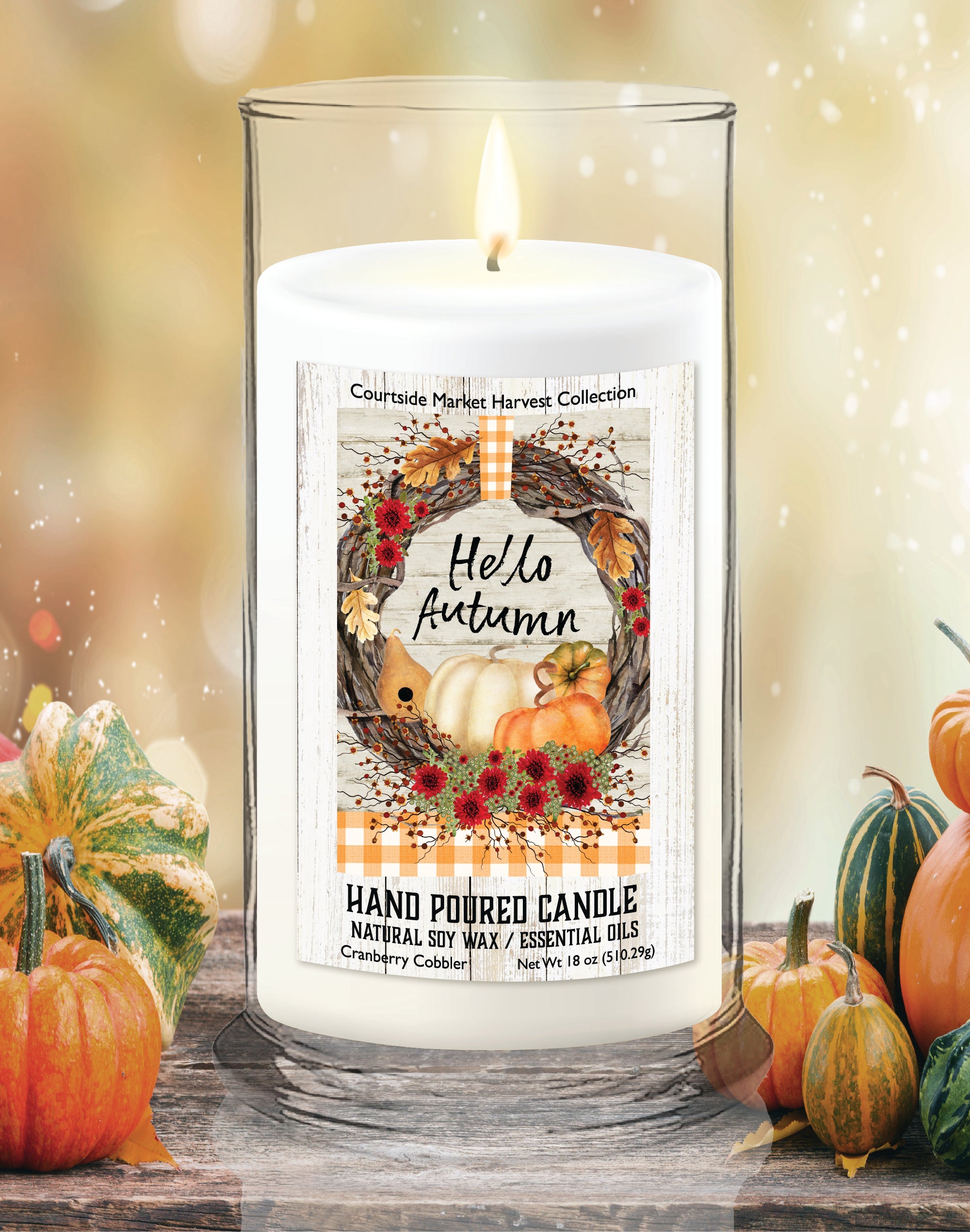 Hello Autumn - Cranberry Cobbler 18 oz Status Candle Glass