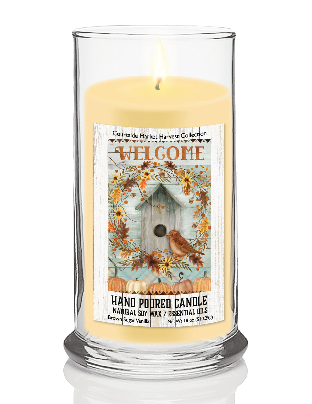 Welcome Birdhouse - Brown Sugar Vanilla 18 oz Status Candle Glass
