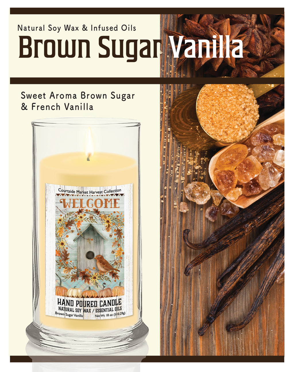 Welcome Birdhouse - Brown Sugar Vanilla 18 oz Status Candle Glass
