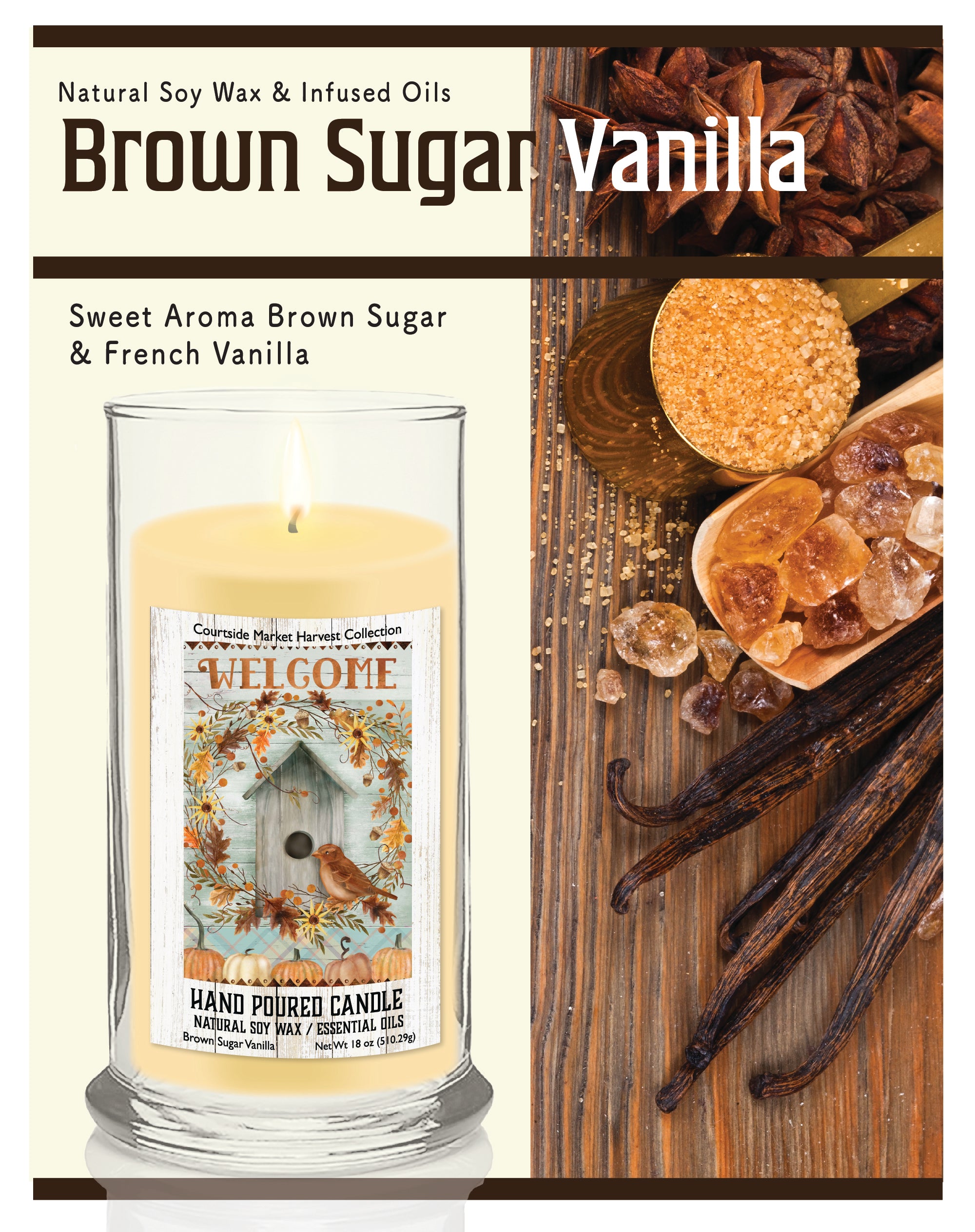 Welcome Birdhouse - Brown Sugar Vanilla 18 oz Status Candle Glass