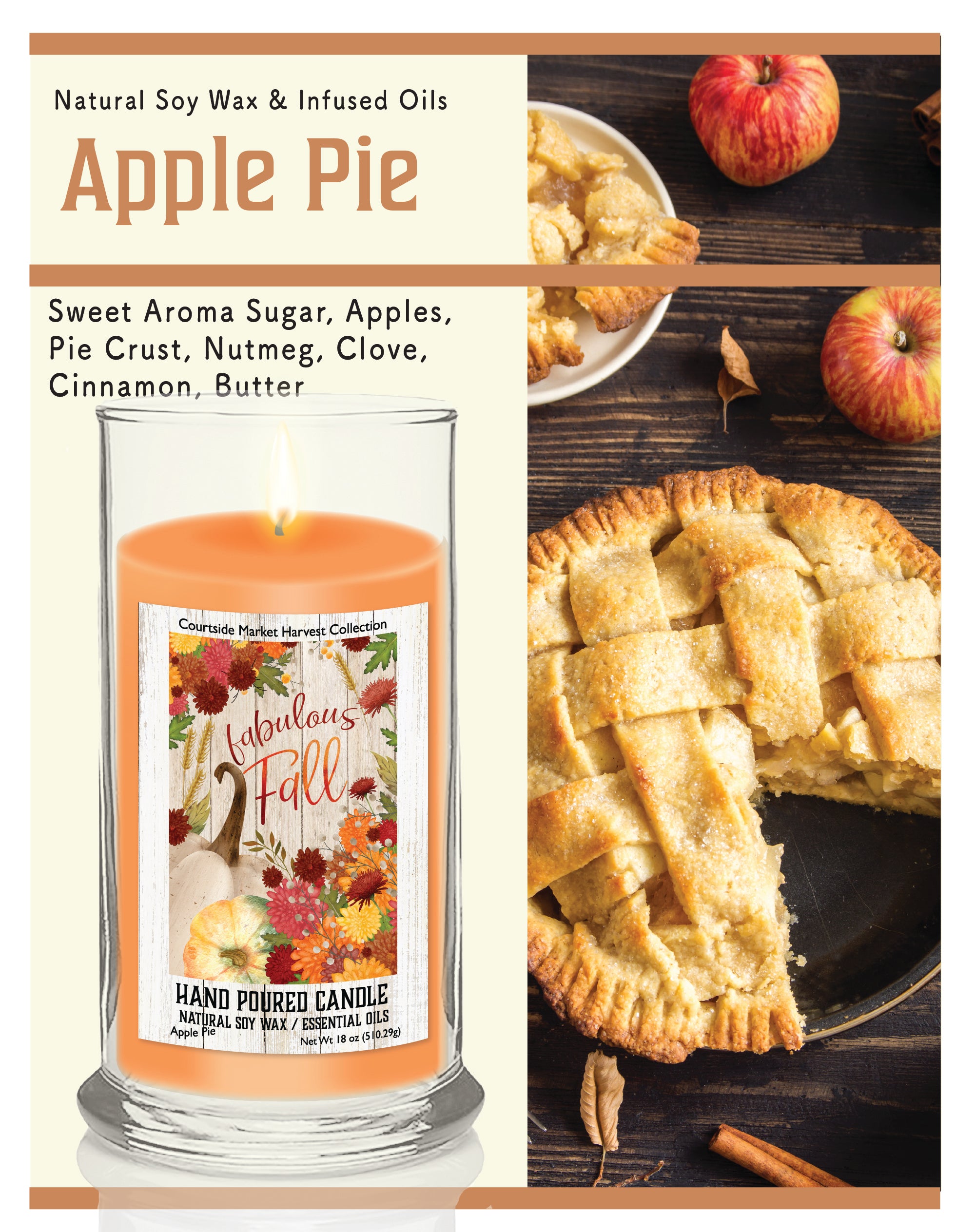 Fabulously Fall - Apple Pie 18 oz Status Candle Glass