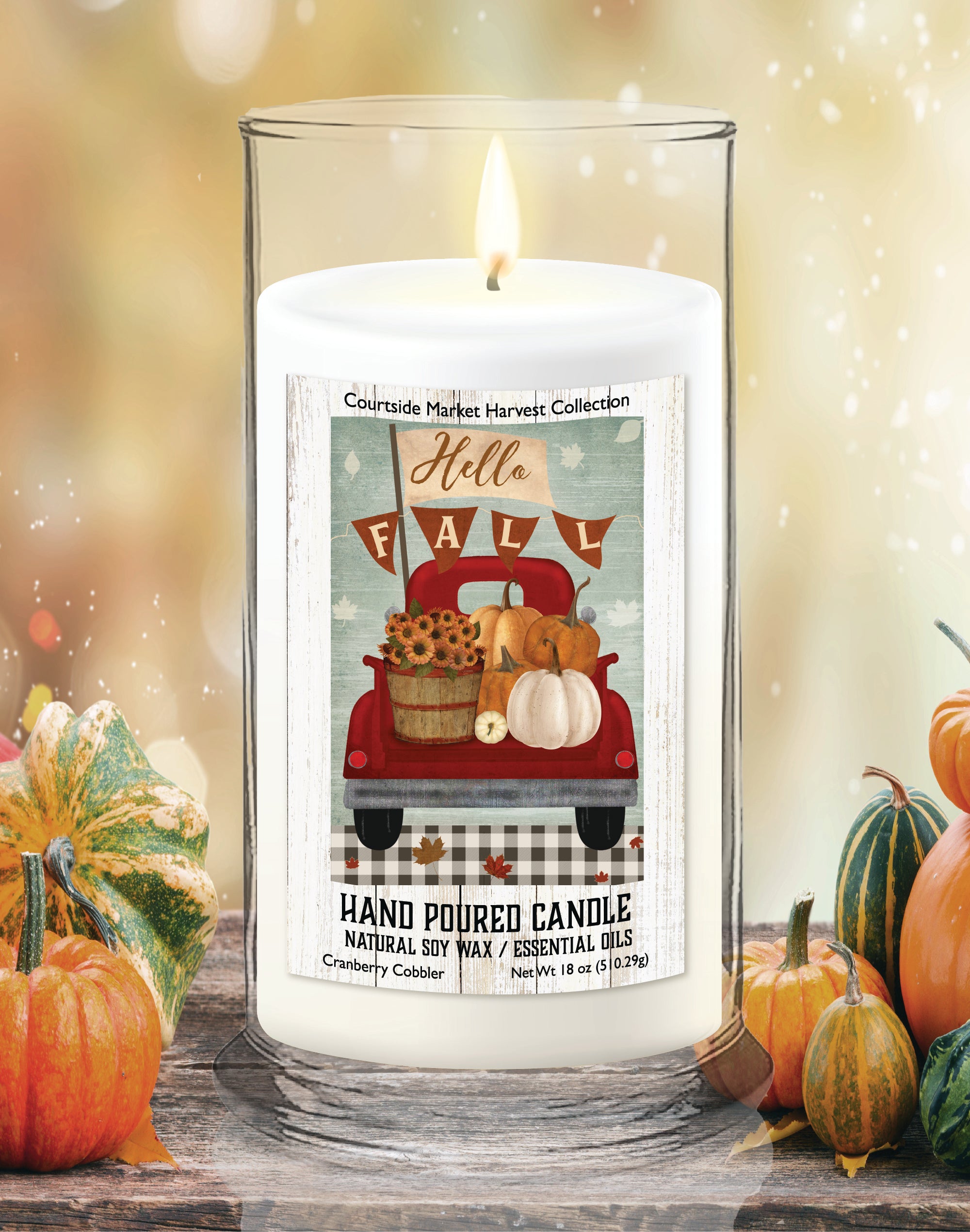 Hello Fall - Cranberry Cobbler 18oz Status Candle Glass