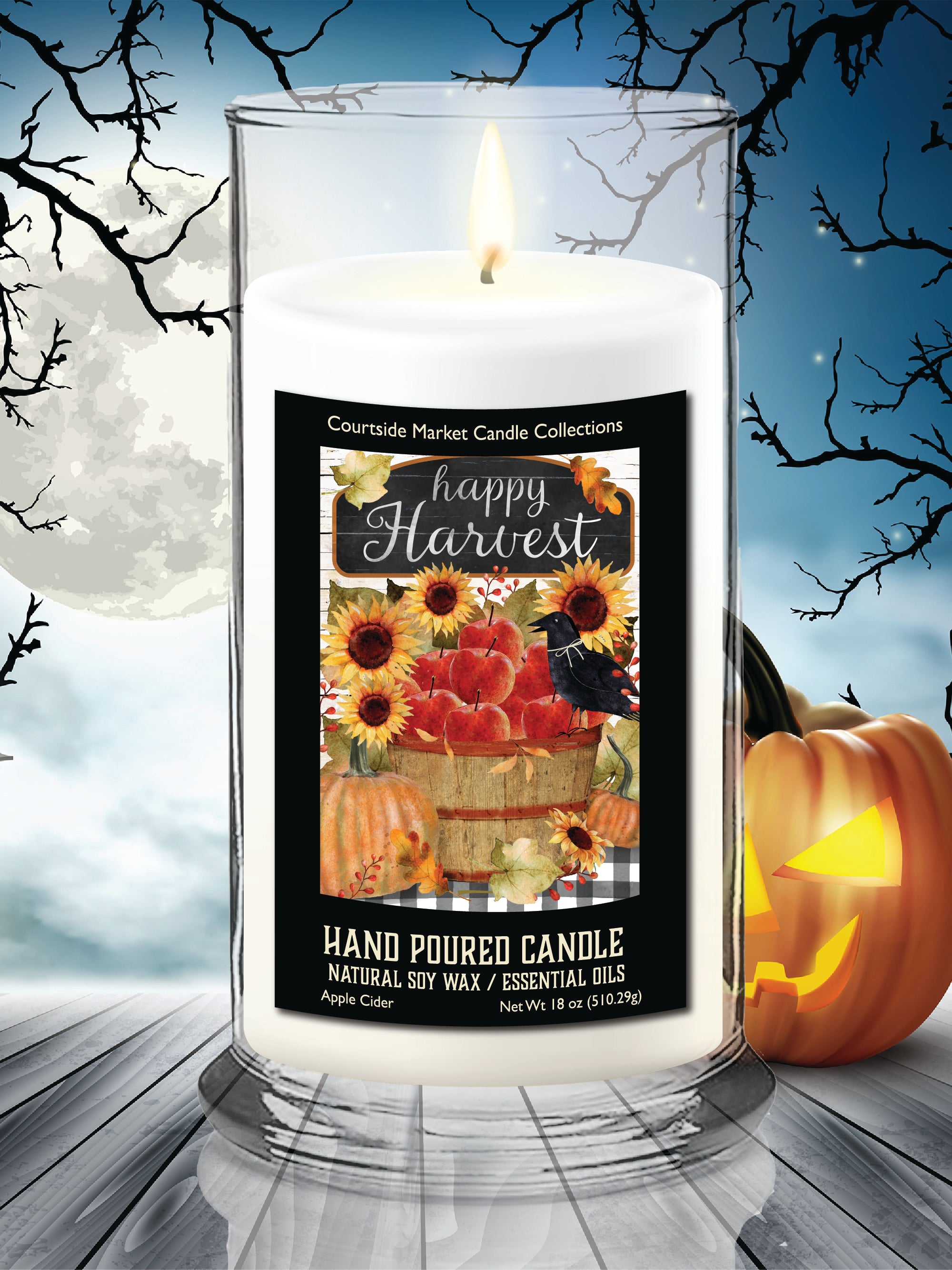 Happy Harvest II - Apple Cider 18 oz Status Candle Glass