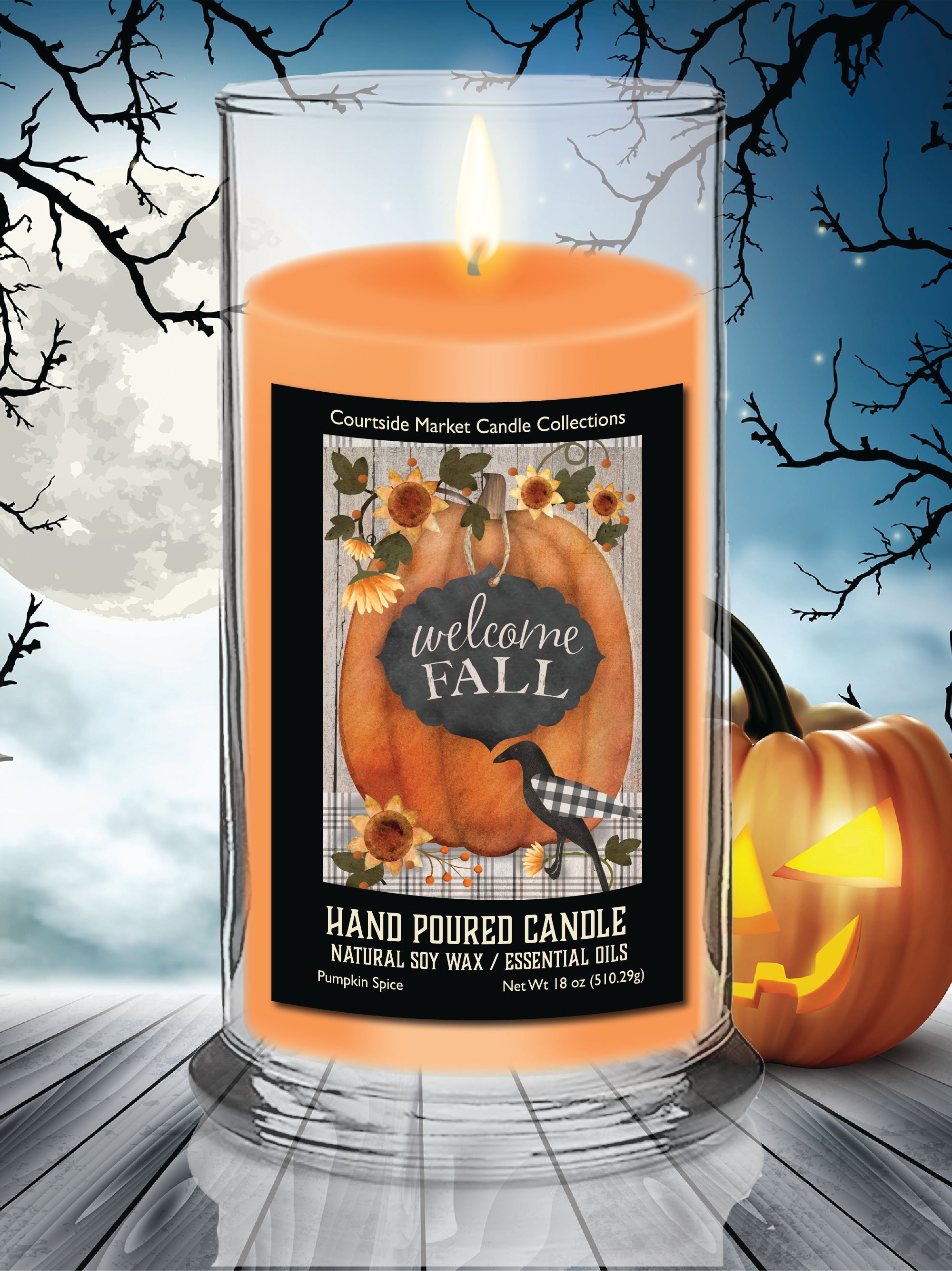 Welcome Fall - Pumpkin Spice 18 oz Status Candle Glass