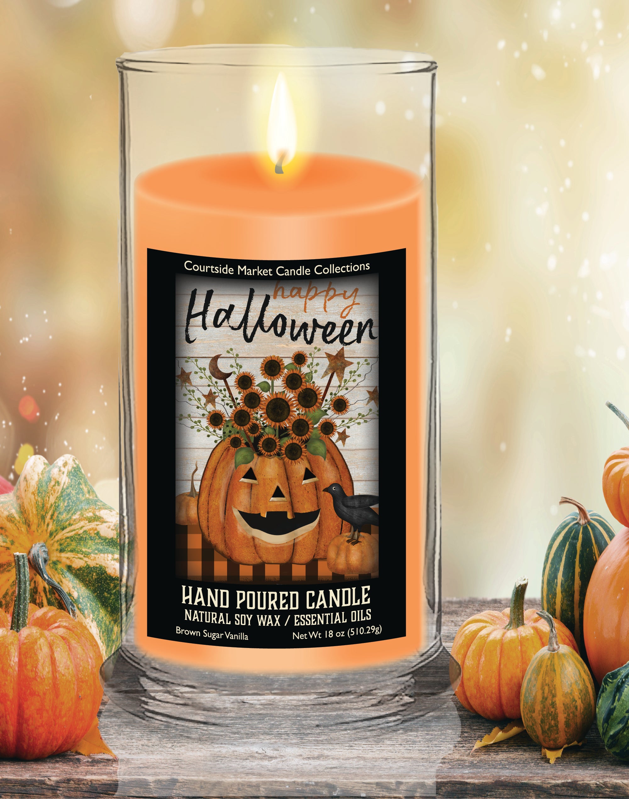 Halloween Collection Happy Halloween - Brown Sugar Vanilla 18 oz Status Candle Glass