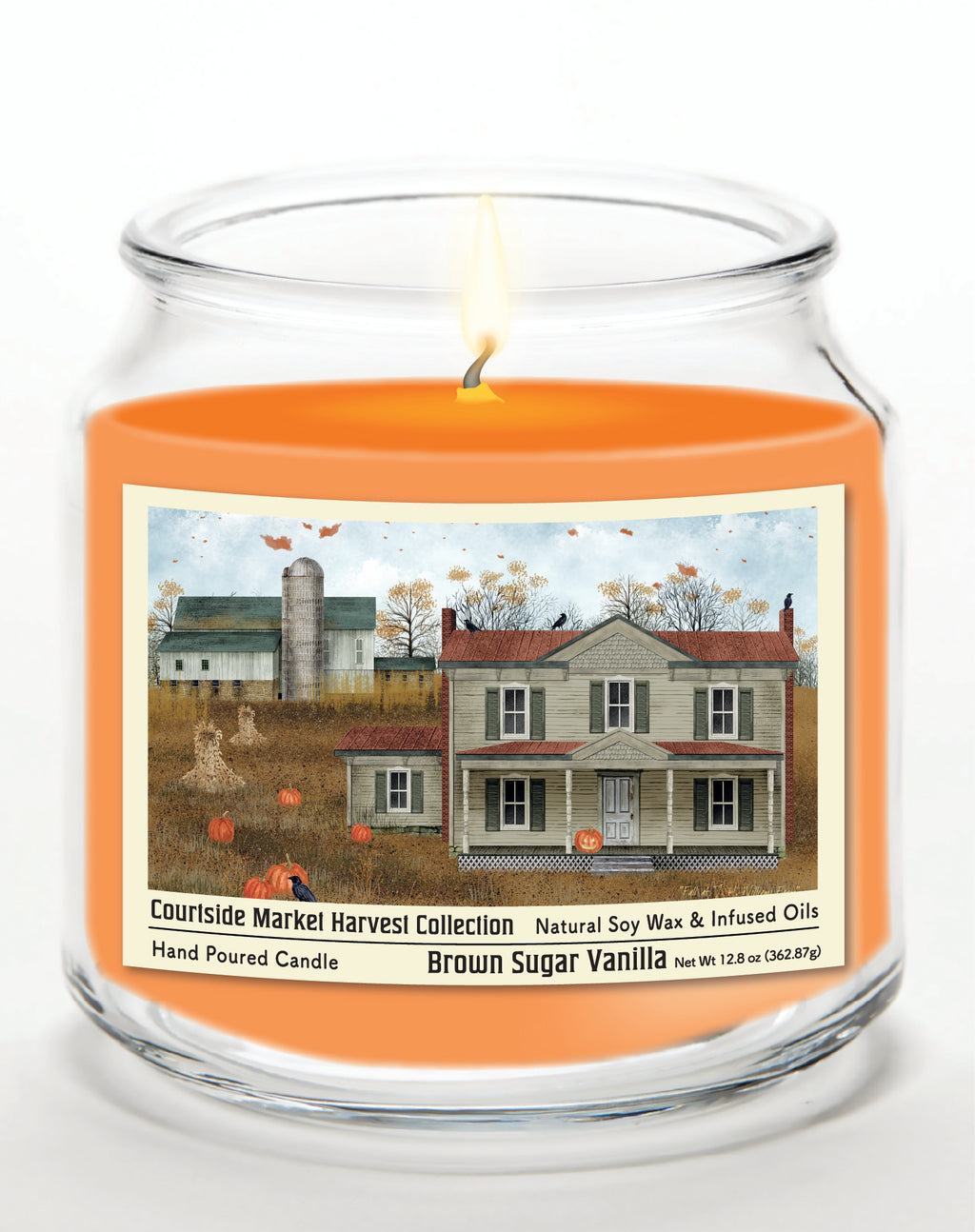 Halloween Collection Boo Pumpkin - Brown Sugar Vanilla 12.8oz Candle Glass Jar with Brushed Silver Metal Lid