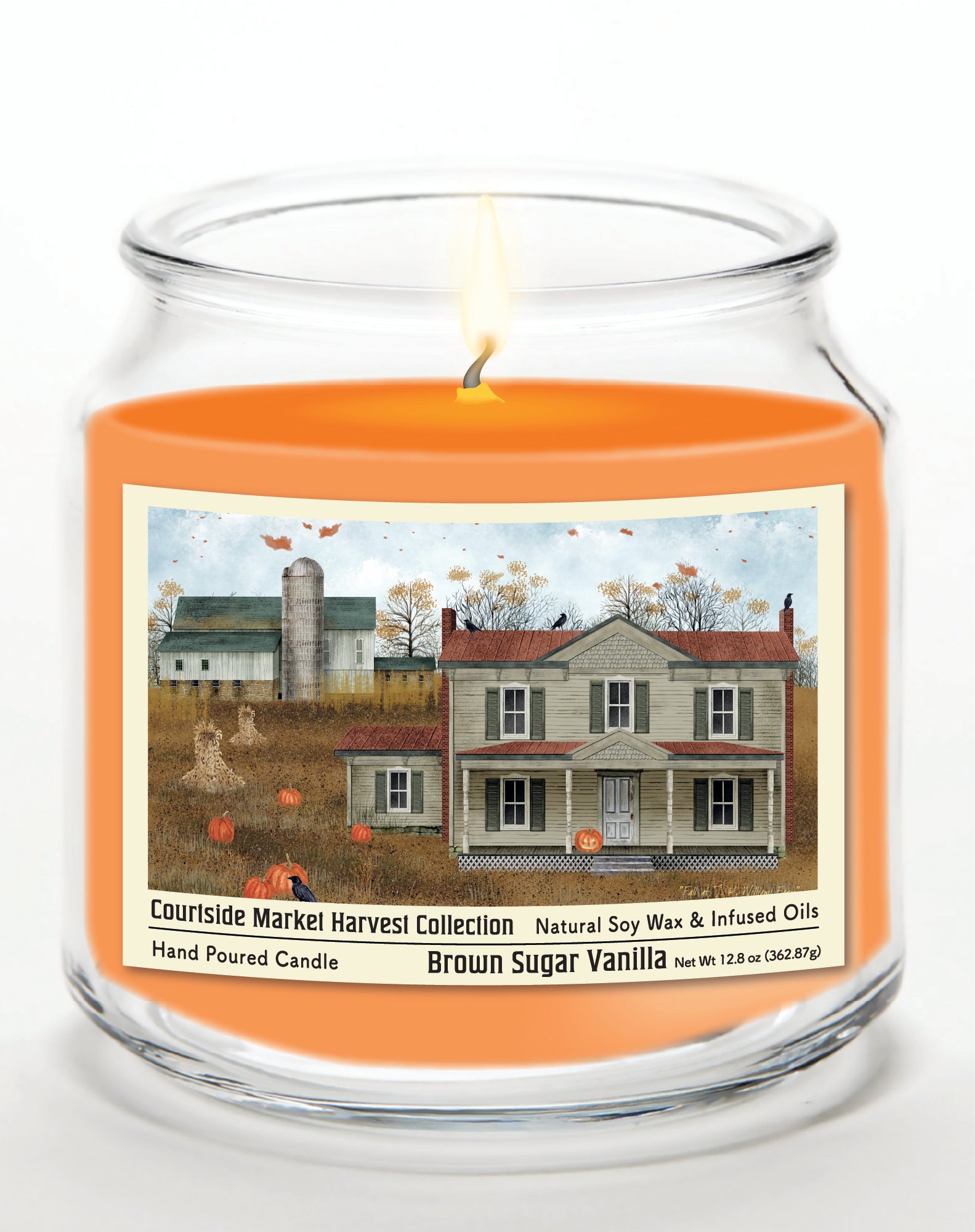 Halloween Collection Boo Pumpkin - Brown Sugar Vanilla 12.8oz Candle Glass Jar with Brushed Silver Metal Lid