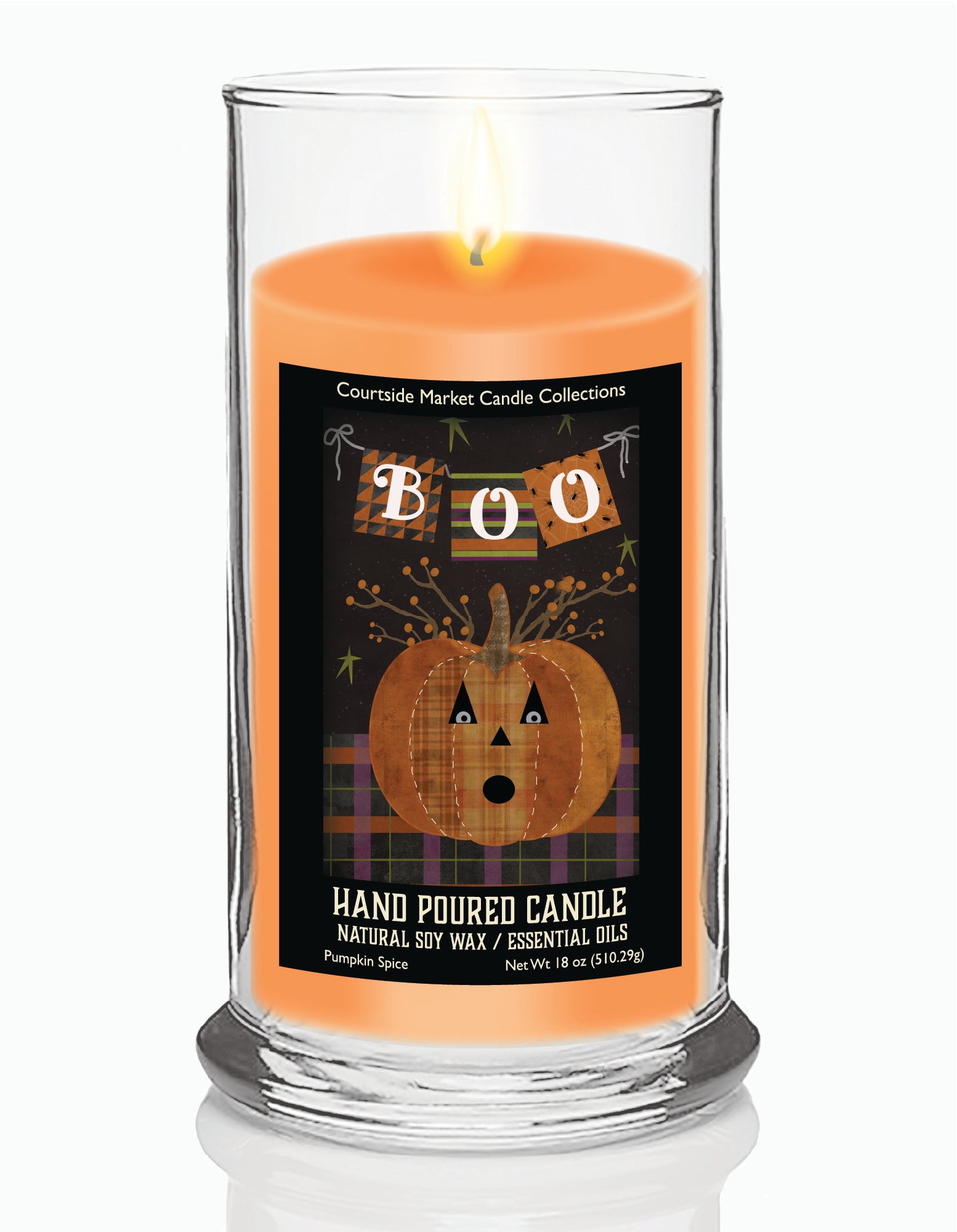 Halloween Collection Boo Pumpkin - Pumpkin Spice 18 oz Status Candle Glass