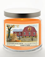 Harvest Collection Red Barn - Cranberry Cobbler 12.8oz Candle Glass Jar with Brushed Silver Metal Lid
