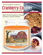Harvest Collection Red Barn - Cranberry Cobbler 12.8oz Candle Glass Jar with Brushed Silver Metal Lid