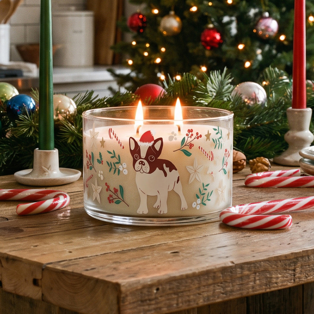 Frenchie - Candy Cane 9.6oz Soy Wax 2 Wick Candle