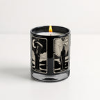 Sun and Moon Tarots - Blackberry + Cedarwood 12oz Soy Wax Candle & Decorative Glass