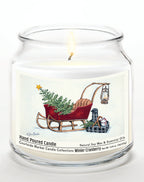Santa's Sleigh - Winter Cranberry 14 oz Candle Glass Jar with Brushed Silver Metal Lid
