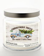 Christmas Trees All Day - Evergreen 14 oz Candle Glass Jar with Brushed Silver Metal Lid