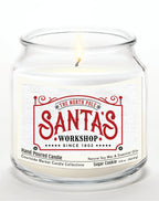 Santas Workshop 14 oz Candle Glass Jar with Brushed Silver Metal Lid