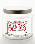 Santas Workshop 14 oz Candle Glass Jar with Brushed Silver Metal Lid