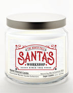 Santas Workshop 14 oz Candle Glass Jar with Brushed Silver Metal Lid