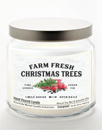 Fresh Farm Trees - Evergreen 14 oz Candle Glass Jar with Brushed Silver Metal Lid