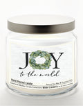 Joy to the World 14 oz Candle Glass Jar with Brushed Silver Metal Lid