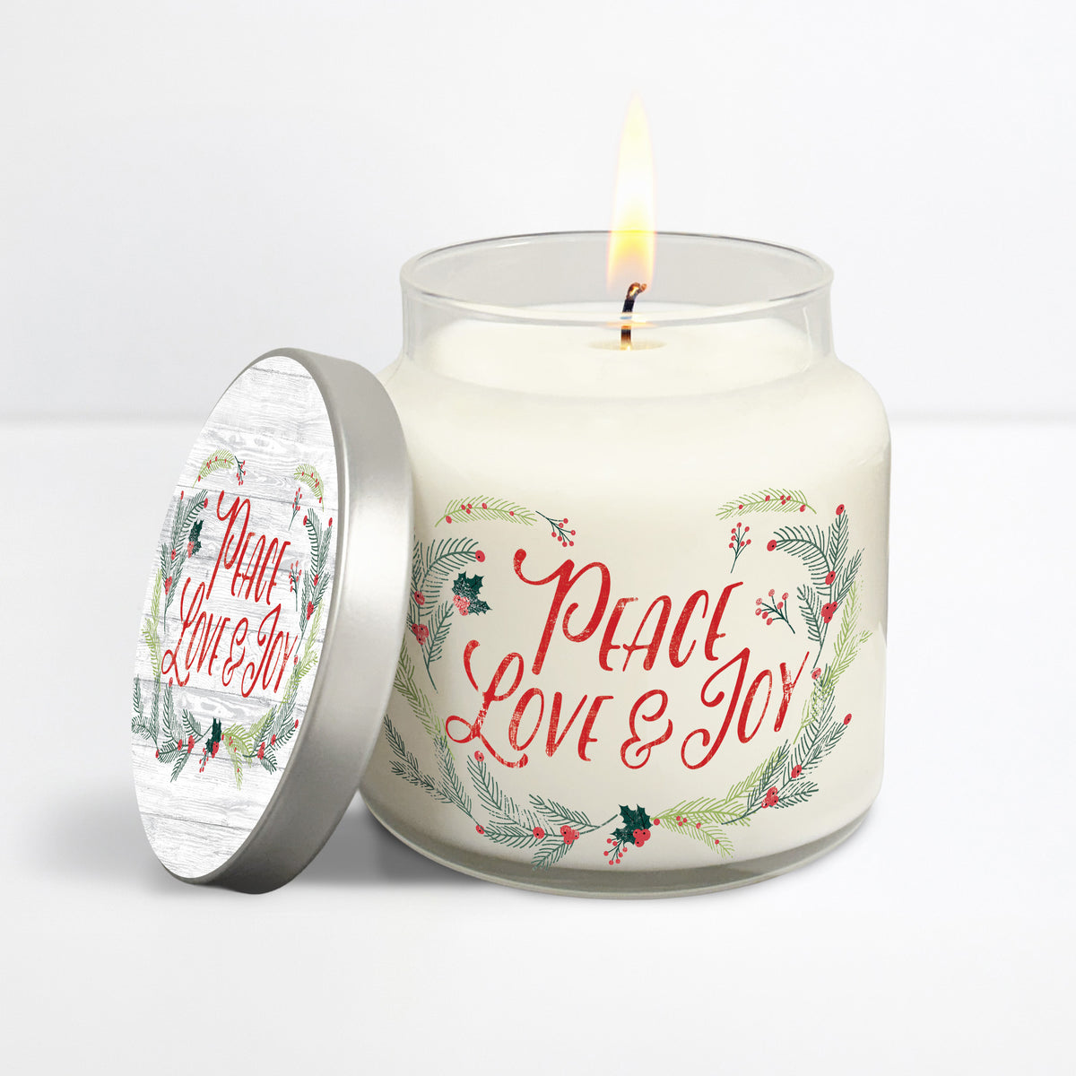 Peace ~ Love ~ Joy - Peppermint + Fir 14oz Soy Wax Candle