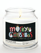 Merry Christmas II 14 oz Candle Glass Jar with Brushed Silver Metal Lid